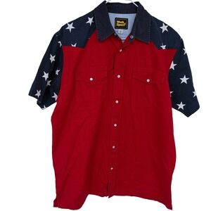 Work n' Sport American Flag Pearl Snap Western Shirt Large Men's USA Patriotic